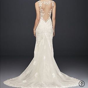 Plunging Illusion Bodice Lace Wedding dress sz 10